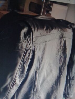 Mens Black Leather Jacket-Classic Biker Style- Stitched Paneling USA Made